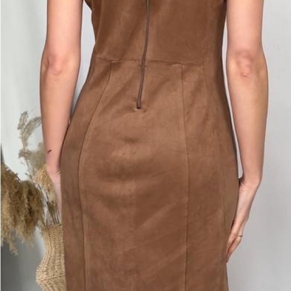 Marc Cain Faux Suede Sheath Dress – Brown - Picture 3 of 8